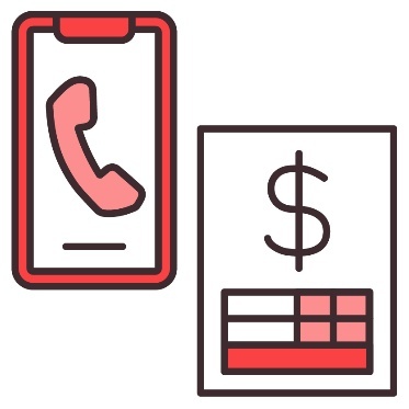 Phone beside a bill showing a money icon.