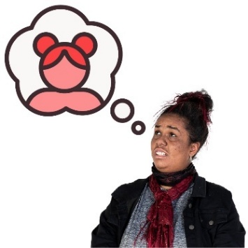 Person with a thought cloud above them showing a child.