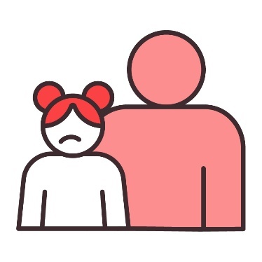 A person standing behind a child and above them is a problem icon.